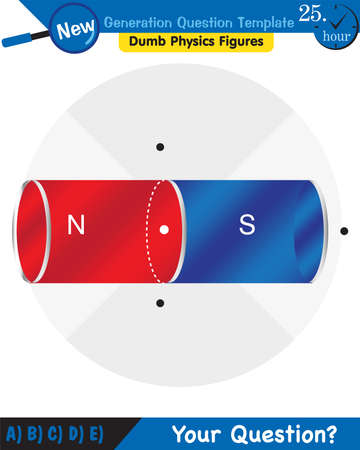 Physics, Magnets, Electromagnetic field and magnetic force, Polar magnet schemes, Educational magnetism physics vector, next generation question template, dumb physics figuresのイラスト素材
