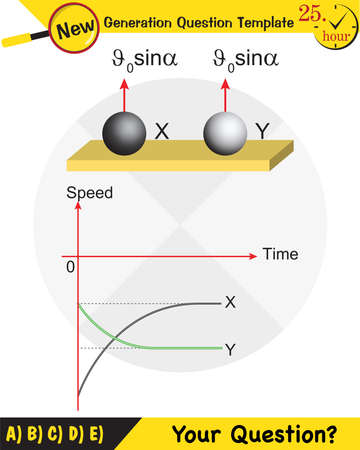Physics, vector illustration of a forces and motion, vectors, shot, next generation question template, exam question, epsのイラスト素材