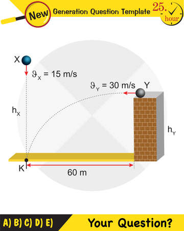 Physics, vector illustration of a forces and motion, vectors, shot, next generation question template, exam question, epsのイラスト素材