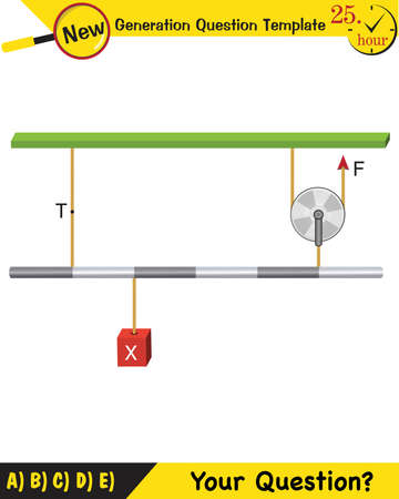 Physics, Science experiments on force and motion with pulley, Simple Machines, Springs, Pulleys, Gears, next generation question template, dumb physics figures, exam question, epsのイラスト素材