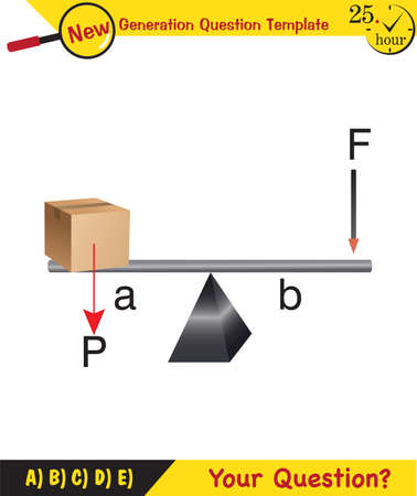 Physics, Science experiments on force and motion with pulley, Simple Machines, Springs, Pulleys, Gears, next generation question template, dumb physics figures, exam question, epsのイラスト素材