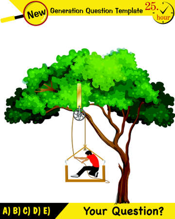 Physics, simple machines, next generation question template, dumb physics figures, exam question, epsのイラスト素材