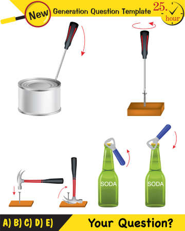 Physics, simple machines, next generation question template, dumb physics figures, exam question, epsのイラスト素材