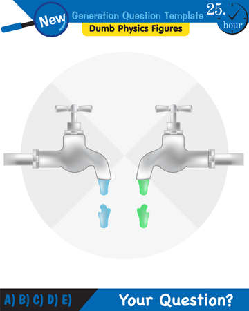 Physics, pressure and lifting force, pressure of stagnant waters, archimedes principle, pressure of liquids, containers filled with water, next generation question templateのイラスト素材