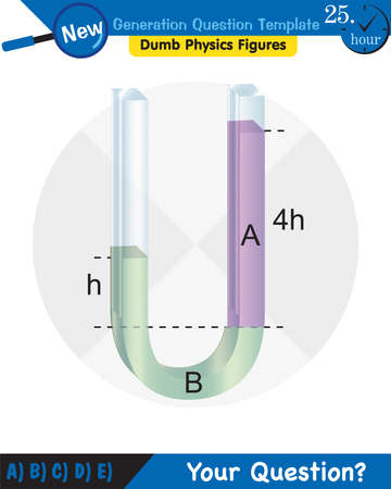 Physics, pressure and lifting force, pressure of stagnant waters, archimedes principle, pressure of liquids, containers filled with water, next generation question templateのイラスト素材