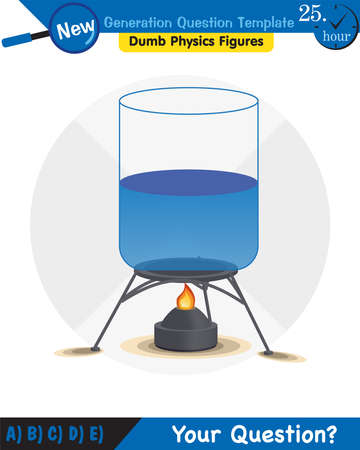 Physics, pressure and lifting force, pressure of stagnant waters, archimedes principle, pressure of liquids, containers filled with water, next generation question templateのイラスト素材