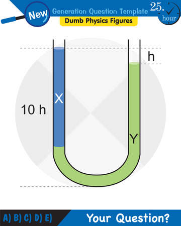 Physics, pressure and lifting force, pressure of stagnant waters, archimedes principle, pressure of liquids, containers filled with water, next generation question templateのイラスト素材