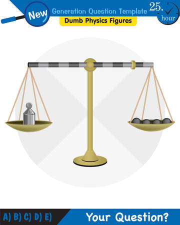 Physics, equal arm scales, next generation question template, dumb physics figures, exam question, epsのイラスト素材