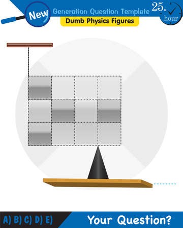 Physics, solid shapes, center of mass, next generation question template, dumb physics figures, exam question, epsのイラスト素材