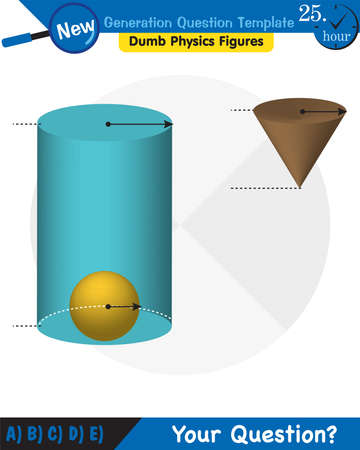 Physics, solid shapes, center of mass, next generation question template, dumb physics figures, exam question, epsのイラスト素材