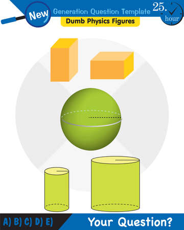 Physics, solid shapes, center of mass, next generation question template, dumb physics figures, exam question, epsのイラスト素材