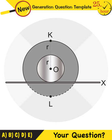 Physics, Uniform circular motion with changing position and velocity vectors and angles, Next generation question template, exam question, epsのイラスト素材