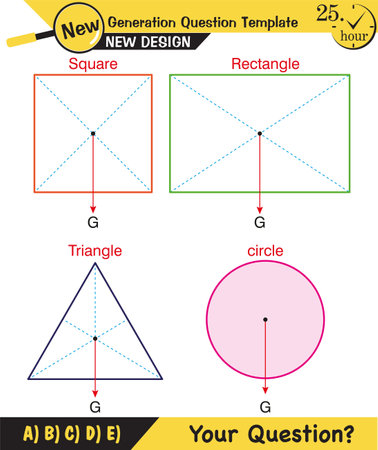 Physics - Solid shapes, center of mass, next generation question template, exam question, epsのイラスト素材