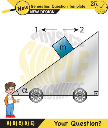 Physics, inclined plane, next generation question template, dumb physics figures, exam question, epsのイラスト素材
