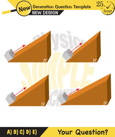 Physics, inclined plane, next generation question template, dumb physics figures, exam question, epsのイラスト素材