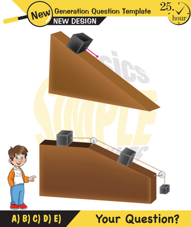 Physics, inclined plane, next generation question template, dumb physics figures, exam question, epsのイラスト素材