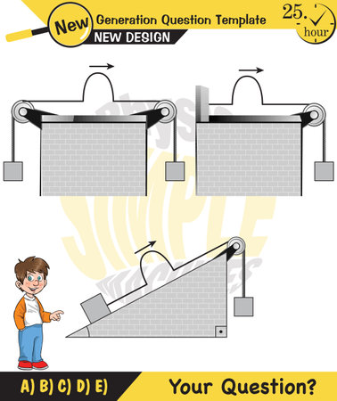 Physics, inclined plane, next generation question template, dumb physics figures, exam question, epsのイラスト素材