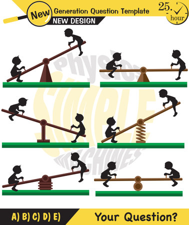 Physics, Lever examples vector illustration, simple machines, next generation question template, dumb physics figures, exam question, epsのイラスト素材