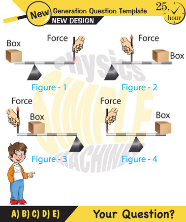 Physics, Lever examples vector illustration, simple machines, next generation question template, dumb physics figures, exam question, epsのイラスト素材