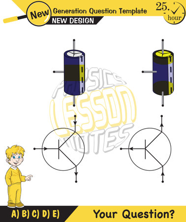 Physics, basic electric circuits, next generation question template, dumb physics figures, exam question, epsのイラスト素材