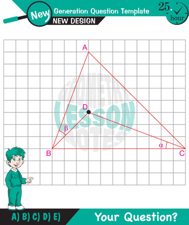 Geometry, angles in triangles, special triangles, educational models for high school geometry course, next generation question template, for teachers, epsのイラスト素材