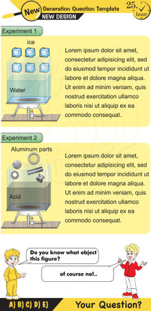 Physics, pressure and lifting force, archimedes principle, pressure of liquids and gases, Pascal's law, pressure of solids, Next generation problems, two boys speech bubbleのイラスト素材