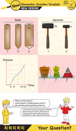 Physics, pressure of solids, Next generation problems, two boys speech bubble, template, experiment, editable, eps, vectorのイラスト素材