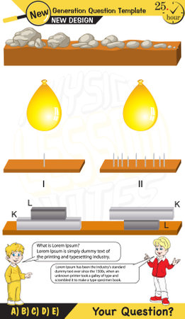 Physics, pressure of solids, Next generation problems, two boys speech bubble, template, experiment, editable, eps, vectorのイラスト素材
