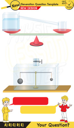 Physics, pressure and lifting force, archimedes principle, pressure of liquids and gases, Pascal's law, pressure of solids, Next generation problemsのイラスト素材
