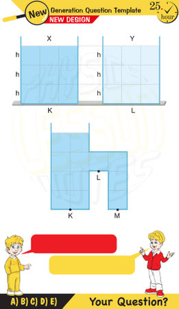 Physics, pressure and lifting force, archimedes principle, pressure of liquids and gases, Pascal's law, pressure of solids, Next generation problemsのイラスト素材