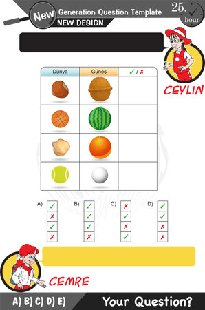 University and high school exam question form, Mathematics, physics, geometry, biology, eps, Next generation problems, two sisters, speech bubble, template, experimentのイラスト素材