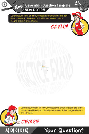 University and high school exam question form, Mathematics, physics, geometry, biology, eps, Next generation problems, two sisters, speech bubble, template, experimentのイラスト素材