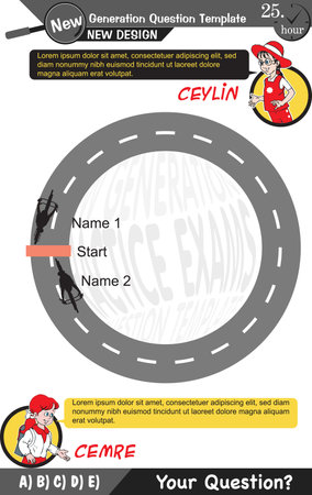 University and high school exam question form, Mathematics, physics, geometry, biology, eps, Next generation problems, two sisters, speech bubble, template, experimentのイラスト素材