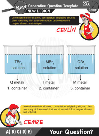 University and high school exam question form, Mathematics, physics, geometry, biology, eps, Next generation problems, two sisters, speech bubble, template, experimentのイラスト素材