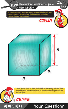 University and high school exam question form, Mathematics, physics, geometry, biology, eps, Next generation problems, two sisters, speech bubble, template, experimentのイラスト素材