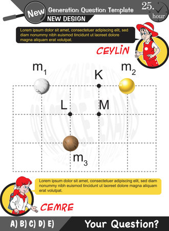 University and high school exam question form, Mathematics, physics, geometry, biology, eps, Next generation problems, two sisters, speech bubble, template, experimentのイラスト素材