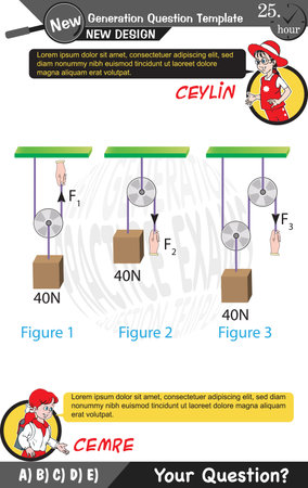 University and high school exam question form, Mathematics, physics, geometry, biology, eps, Next generation problems, two sisters, speech bubble, template, experimentのイラスト素材