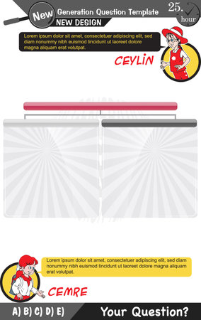 University and high school exam question form, Mathematics, physics, geometry, biology, eps, Next generation problems, two sisters, speech bubble, template, experimentのイラスト素材