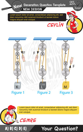 University and high school exam question form, Mathematics, physics, geometry, biology, eps, Next generation problems, two sisters, speech bubble, template, experimentのイラスト素材