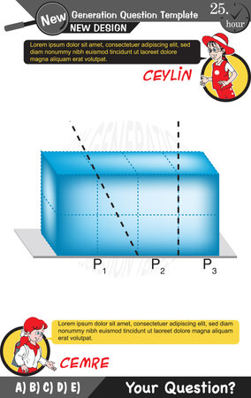 University and high school exam question form, Mathematics, physics, geometry, biology, eps, Next generation problems, two sisters, speech bubble, template, experimentのイラスト素材