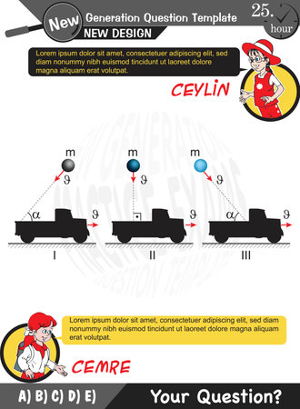 University and high school exam question form, Mathematics, physics, geometry, biology, eps, Next generation problems, two sisters, speech bubble, template, experimentのイラスト素材