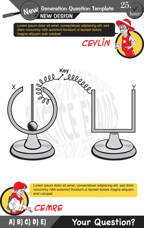 University and high school exam question form, Mathematics, physics, geometry, biology, eps, Next generation problems, two sisters, speech bubble, template, experimentのイラスト素材