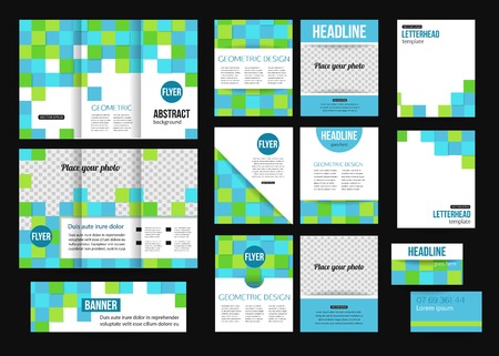 Set of corporate business stationery templates. Abstract brochure design. Modern back and front flyer backgrounds. のイラスト素材