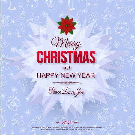 Happy New Year 2015 typographical celebration concept over christmas seamless pattern and place for text. Abstract background.のイラスト素材