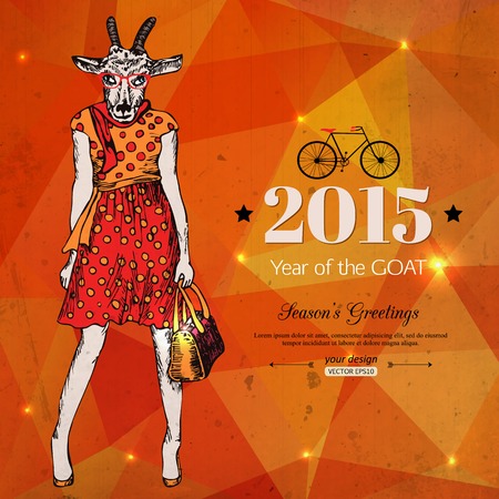 Hipster background. Year of the goat.  Geometric design.のイラスト素材