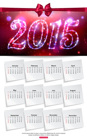 Shining calendar template brochure business design with silk white bow. のイラスト素材