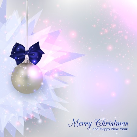 Happy New Year 2015 celebration concept with silver ball over shining chrystal background and place for text. Abstract background.のイラスト素材
