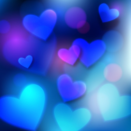 Happy Valentines day  glow holiday background with shining soft hearts and  blurred bokeh lights with place for text. This vector illustration can be used as greeting card or wedding invitation for your design.のイラスト素材