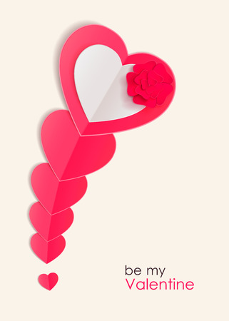 Valentines day background with paper hearts. Vector illustration.のイラスト素材