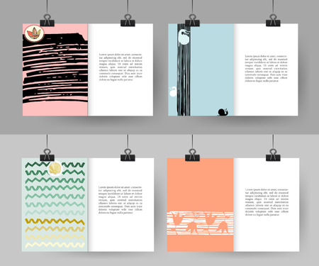 Set of creative hand drawn vintage cards. Best creative hand made design for poster, placard, brochure, flyer, presentation with place for text. Vector illustration.のイラスト素材